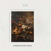 Frameless, A Retro Autumn Floral Wall Art Poster, Dark Autumn Flower Decorative Painting, Plant Art Hanging Painting, Room Decoration, Living Room Art Decoration, Modern Home Wall Art Decoration, Ideal Home Gift Creativity, Suitable For Living Room Study Bedroom Corridor Art Decoration Painting