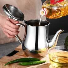 1PC 18/24/32 Ounces Stainless Steel Leak-Proof Coffee Pot, Oil Pot, Water Pot, Teapot, Ounce Pot, Equipped With Filter And Stopper For Heating Storage Pot, Dust-Proof, Shock-Proof, Rust-Proof And Leak-Proof, Suitable For Kitchen/Dining Room/Coffee Shop/Water Bar Counter - Multicolor - View 4