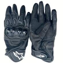 Alpinestars Motorcycle Gloves Genuine Leather Men's Motocross Racing Gloves GP Gloves Spring Autumn Touch Screen Moto - Black - View 8