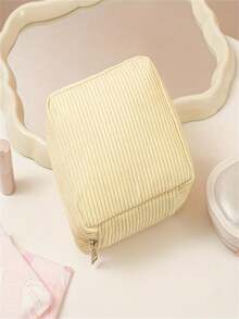 Velvet Women's Lightweight Travel Makeup Bag With Zipper Closure, Multi-Compartment Design - Suitable For Lipstick, Nail Polish, Essentials - Pink, Beige, Black, Purple, Minimalist Style Cosmetic Storage Box, Sanitary Pad Storage Box