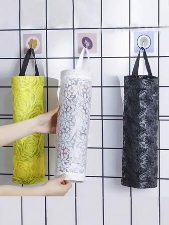 1 st väggmonterad blommönster plastpåsdispenser förvaringsställ sopsäck förvaringspåse kök plastpåse klassificering hängande påse hushållshängande sopsäck nätpåse förvaringslåda, multifunktionell sopsäck förvaringspåse, nätpåse andningsbar väggmonterad multifunktionell sopsäck förvaringshängande påse, lämplig för hem, kök, sommarstrandfest, mat, camping, förvaring, rumsdekoration, kökstillbehör