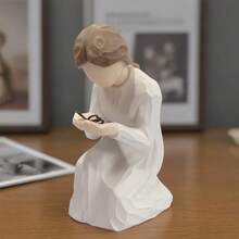 MINGZHANG 1PC Angel Girl Sculpture Waiting For Miracle Girl Wisdom Reading Girl Cute Desktop Ornaments Cartoon Abstract Girl Image Suitable For Placement On The Living Room Desktop Coffee Table Perfect Christmas Gift Suitable For Christmas Holiday Gifts For Women - 彩色 - 查看 11