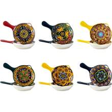 Home Porcelain Sauce Dishes With Handle, Ceramic Dipping Dish, Colorful Salsa Bowls For Sushi, Snack, Appetizer