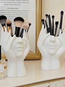 Support multifonctionnel de bureau en forme de corps humain créatif, porte-crayon, porte-pinceau de maquillage, décoration ; Vase, pot de fleurs, décoration florale en forme de visage nordique créatif pour le salon, l'entrée, le meuble TV, la décoration d'intérieur