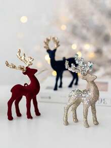 1pc Charming Glitter Reindeer Ornament - Christmas Elk Decoration, Perfect For Holiday Home & Party Decor, Available In Red, White, Blue, Silvery, Champagne, Scene Decor, Festivals Decor, Christmas Decor Home Decor Christmas Decorations Room Decor Winter Christmas Decorations Home Christmas Gifts Christmas Decor