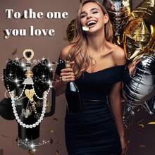 QY Bling Cup Accessories For 40/30/20 Oz Tumbler With Handle Including Glitter Bow Straw Topper, Heart Straw Cover, Pearl Water Bottle Handle Strap, Boot, Pom-Pom, Keychain Charms(Black) 2216 - 黑色 - 查看 3
