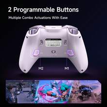 EasySMX D10 Wireless Bluetooth PC Gaming Controller - Equipped With TMR Joystick, Dual Triggers, Mechanical Buttons, Smart Charger, 1000Hz Polling Rate, Compatible With PC/Switch/NS/TV/Steam - Purple - View 9