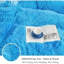 Plush Shaggy Duvet Cover Set, Ultra Soft Fluffy Bedding Sets 3 Pieces (1 Fuzzy Comforter Cover + 2 Pillow Cases), Zipper Close (, Pink), Luxury Bedding - 藍色 - 查看 4