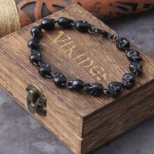 Men's Punk Skeleton Chain Bracelet Men's Fashion Bracelet Charm Bracelet Jewelry - 黑色 - 查看 1
