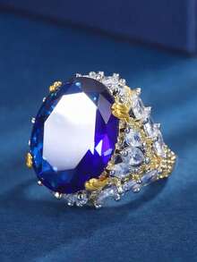 1 pieza Anillo de circonita cúbica glamoroso para mujer, regalo para boda, compromiso, San Valentín o fiesta - 1# - Ver 8