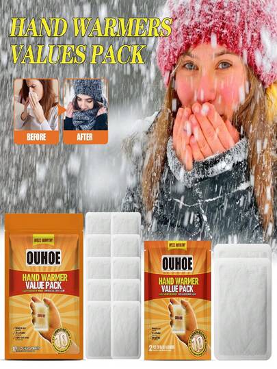 OUHOE 一次性暖手宝，冬季专用一次性加热垫，便携方便，可放入口袋、手套、床上用品等处，是圣诞礼物、暖手宝、男士礼物、圣诞袜填充物、可充电暖手宝、春夏精选、伴娘礼物、房间装饰、卧室装饰、海滩、旅行、男女皆宜、度假必备、可爱小物件