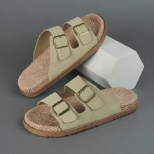 DISARCON New Summer Men's Sandals, High-End/Fashion/Versatile/Business/Plus Size Men's Shoes, Metal Double Buckle Design, Adjustable Classic Retro Slide Sandals, Suitable For Outdoor Leisure And Vacation, Non-Slip/Breathable/Durable/Beach Slippers, Indoor And Outdoor Bathroom Home Slippers For All Seasons