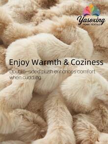 1pc Camel Tie-Dye Cozy Rabbit Fur Plush Blanket Queen Twin King Size Luxury Fluffy Long Plush Blanket Bedding Throw Soft And Comfortable Couches Blankets For Home, For Sofa, Living Room Queen Twin King Size - Camel - View 9