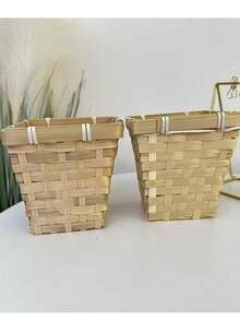 Woven Flower Basket, Small Bamboo Basket, Desktop Organizer Storage Basket, Bamboo Woven Basket, Woven Basket - Khaki - View 9
