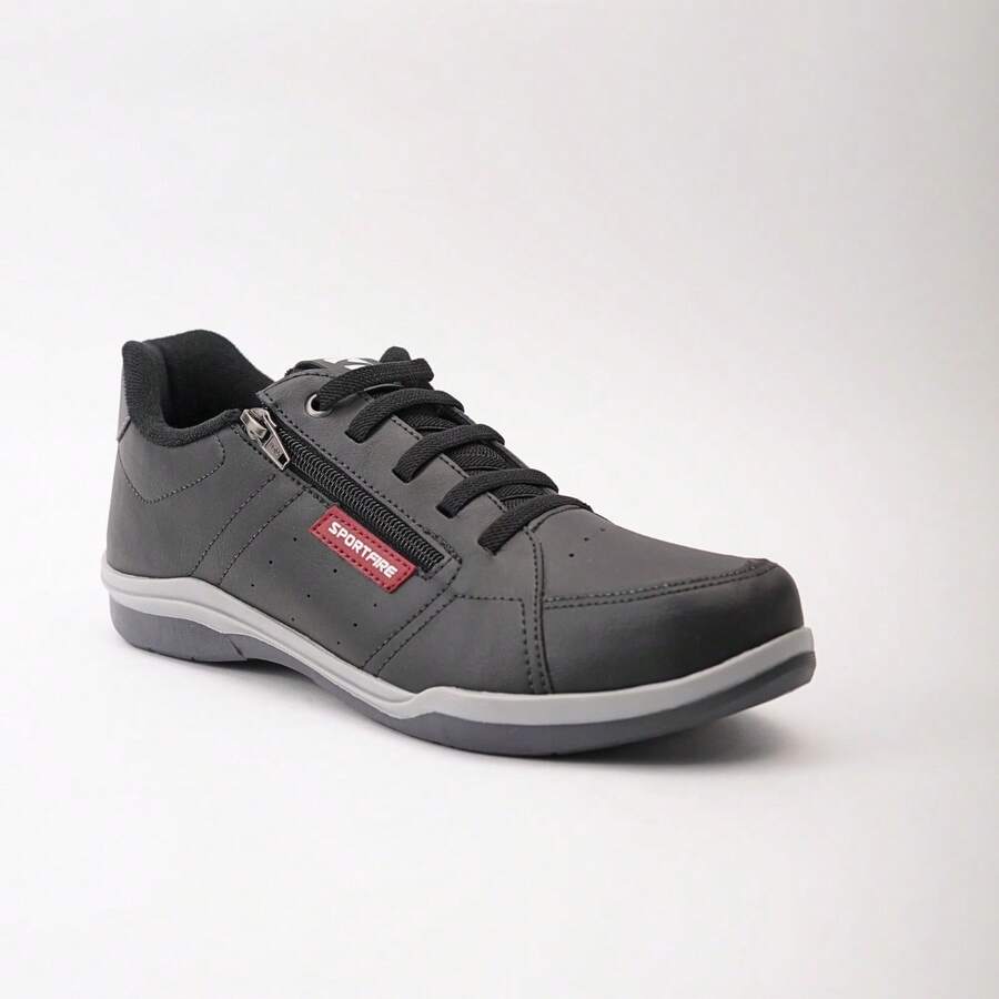 Men's Sneakers Lightweight And Comfortable With Zipper Casual Sneakers New Release - 黑色 - 查看 1