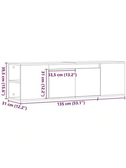 VidaXL TV Wand Unit LED Lighting 135x31x39.5 Cm Zwart view 2