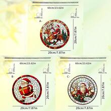 1 buc. Captor de soare acrilic colorat, design Moș Crăciun și elan, stil vitraliu, fereastră curcubeu cu refracția luminii solare, decorare interioară și exterioară a casei