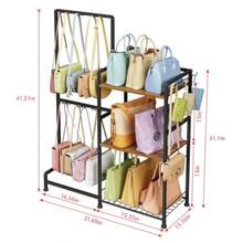 Purse Storage Organizer For Women 3Tier Max Purse Storage Stand Rack Holder Bag Shelf For Closet 12 Fixed Hooks 3 Side Hooks Keeping Purses Visible Purse Display Bag Organizer For Various Bags - As Pic - View 3