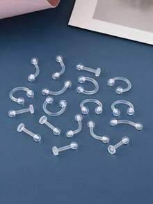 10 قطع من حلقات الاختراق الشفافة من البيوفليكس لأنف وبطن وحاجز الأنف والحاجب والشفة والغضروف والأذن الخرطومية، حلقات اختراق بلاستيكية للعمل والمدرسة