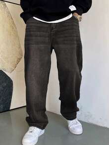 1 Stück Herren Jeans in Große Größen, Vintage Loose Baggy Schlaghose, verwaschen, Lässig bequeme vielseitige Hose