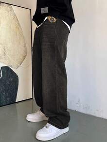 1 Stück Herren Jeans in Große Größen, Vintage Loose Baggy Schlaghose, verwaschen, Lässig bequeme vielseitige Hose
