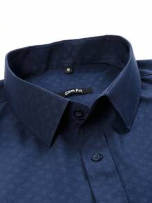 Rand paul Men's Printed Shirt Slim Fit Social Casual Versatile Elegant Fashion 2025 - 藏蓝色 - 查看 2