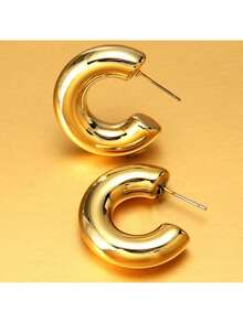 1 par/10 pares/40 pares Pendientes de aro de moda sencillos de resina CCB dorados de gran tamaño, adecuados para uso diario (Material: Plástico)