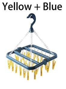 1pc Rotating 32-Clip Plastic Drying Rack, Multifunctional Clothes Hanger, Space-Saving Folding Hanger For Socks, Underwear And Small Garments, Suitable For Bedroom, Clothing Store, Birthday, Party, Thanksgiving, Friend, Christmas, New Year Gift