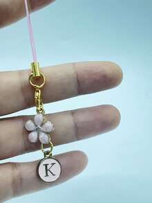 1pc Metallic Heart & Alphabet Letter A-Z Charm Phone Pendant - Black - View 59