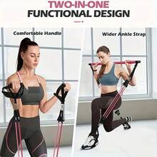 Dawn Swan 14 件普拉提杆套装，含 6 条阻力带（180 磅），适用于家庭健身房、瑜伽、深蹲和全身塑形 - 锻炼腿部、臀部、腰部和手臂 - 黑色 - 查看 5