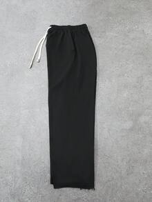 Men's Fashionable Streetwear Solid Color Straight Leg Sweatpants, Versatile - Black - View 4