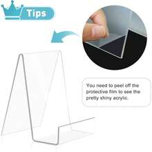 New  6 Pack Acrylic Book Stand Thickened Clear Book Display Easel Holder For Displaying Tablets Newspaper MagazinNotebooks Textbooks CDs (Clear-Large) - 透明3mm/厚6大 - 查看 2
