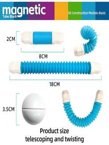 Brinquedos STEM Tubo Magnético Blocos de Construção Magnéticos Flexíveis Blocos de Tubo Magnético Grudento Jogo Cerebral Brinquedo de Construção Magnético Conjunto Quebra-cabeça Blocos de Construção para Meninos e Meninas Presentes de Aniversário e Natal Brinquedos Educativos de Faz de Conta STEAM