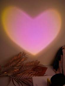 1PC Small Atmosphere USB Wall Charger, Pink Heart & Red Heart & 16-Color Sunset LED Bedroom Decor Projection Lamp,Sunset Dusk Light, USB Port Room Decoration Holiday Gifts