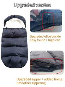 1pc Baby Stroller Winter Warming Bag Baby Stroller Sleeping Bag Waterproof, Windproof And Warm Plush Lined With Multifunctional Baby Sleeping Bag Anti-Kicking Quilt To Keep Out The Cold In Autumn And Winter (Due To Vacuum Bag Delivery, It Needs To Be Patted And Ironed To Restore To Its Original State After Receipt) - Dark Grey - View 13