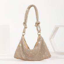 Glamorous Sparkling Rhinestone Embellished Knot Handle Evening Clutch Bag For Party, Wedding, Prom - Gold - View 6