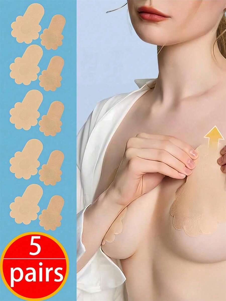 5 pares de parches invisibles para el pecho. Fáciles de dar forma, con un diseño encantador, esenciales para ocasiones como usar vestidos formales, se ajustan bien a la piel y no se caen fácilmente, resolviendo los problemas de vestimenta de las mujeres