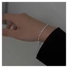 Starry Sparkling Necklace For Women Italian Clavicle Chain Neck Chain Simple Flash Choker Stackable Design - Dây chuyền bạc lấp lánh (40+5cm) - Xem 8