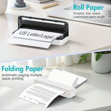 1pc U8 A4 Portable Printer Wireless For Travel - M08F US Letter Size Wireless Mobile Printer, Support 8.5" * 11", 279.4 X 215.9mm US Letter Size Thermal Paper, Inkless Thermal Compact Printer, Compatible With Android And IOS Phone, IPads & Laptop, Compact And Space-Saving Design Printer For Traveling, Photo Printing, Work, Office, Business, Home, Car, University, Study, Multi-Functional Printer For Officer, Student, HD Printer With 203dpi, U8 Wireless Printer With Strong Compatibility For Printing PDF, Word, Images, Web, Etc, Built-In 1200mAh Rechargable Battery With Type-C Cable, Great Tool For Improving Work Efficiency, Portable Tattoo Printer For Gifts, Christmas Gifts, New Years Gifts For Everyone, Black/White - 白色 - 查看 7