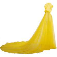 Vestido de novia con capucha de tul para mujer, con capa de elfo, con tren largo - Verde - Ver 7