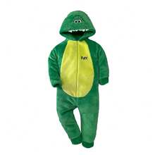 Disney Footless Romper With Embroidered Hat - Dark Green - View 2