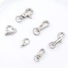 5 Pieces Of Multi-Style Heart-Shaped Lobster Rotating Keychains, Couple Keychains, Bag Buckles, Alloy Material, With Rotating Hooks, Suitable For Christmas And Love Decoration