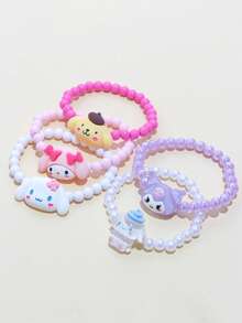 3pcs/Set Sanrio Characters Beaded Bracelets For Girls, Including My Melody, Kuromi, Cinnamoroll, Pompompurin, Suitable For Girls, Best Friends, Daily, School, Birthday Gifts - Multicolor - View 10