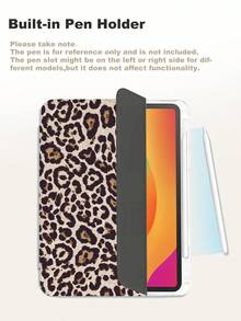 xercxerc Leopard Print Pattern Flip Case With PU Leather Cover And TPU Shell, 3-Fold Stand, Pencil Slot, Shockproof, Auto Wake/Sleep For IPad Pro 12.9/11/10.9 (2024/2025), IPad Air 10.9/10.5, IPad Mini 8.3, Galaxy Tab S10+/S9+/S8+/S7 FE/A9/A8/A7+ – IPad Air 11 Inch Case, IPad A16 Case, IPad Case 9th/10th/11th Generation, Fall IPad Case, Back To School - 米色 - 查看 9