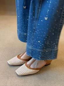 Classic Retro Solid Color Buckle PU Leather Slip-On Flats, Suitable For Beach, Wedding, Party, Office, Indoor & Outdoor, Spring/Summer