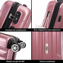 Polycarbonate Cabin Suitcase 55x39x21cm (40L) - 20 Inch | 3-Piece Hardside Polycarbonate Suitcase Set - Black/Blue/Rose Gold/Silver/Red/Mint/Yellow/Turquoise - 粉色 - 查看 5