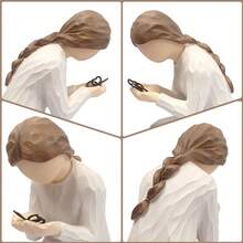 MINGZHANG 1PC Angel Girl Sculpture Waiting For Miracle Girl Wisdom Reading Girl Cute Desktop Ornaments Cartoon Abstract Girl Image Suitable For Placement On The Living Room Desktop Coffee Table Perfect Christmas Gift Suitable For Christmas Holiday Gifts For Women - 彩色 - 查看 6