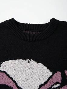 ANDREILEE 秋冬新款男士休闲宽松街头风复古美式骷髅暗黑风针织圆领毛衣 - 黑色 - 查看 5