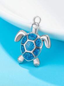 1 pieza Colgante de tortuga de acero inoxidable 3D, un encanto lindo y de moda adecuado para collar, llavero, accesorio para el cabello, pulsera DIY
