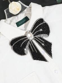 1pc Women's Fashion Sparkling Crystal Rhinestone Decor Bow Brooch Pin, Suitable For Party, Holiday Gift, Stage Performance, Hosting, Wedding Matching